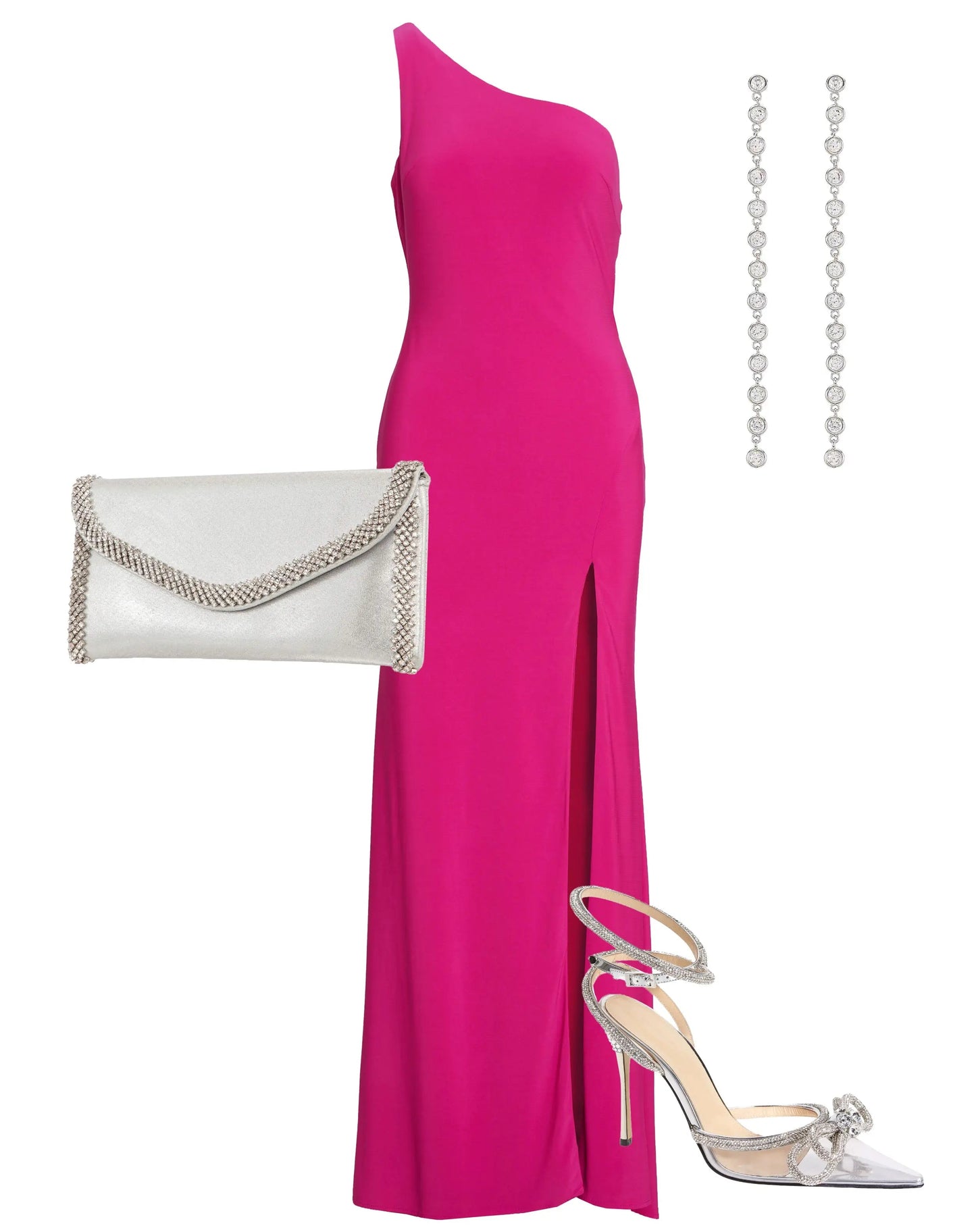 Pink Jersey One Shoulder Draped Back Gown - FINAL SALE