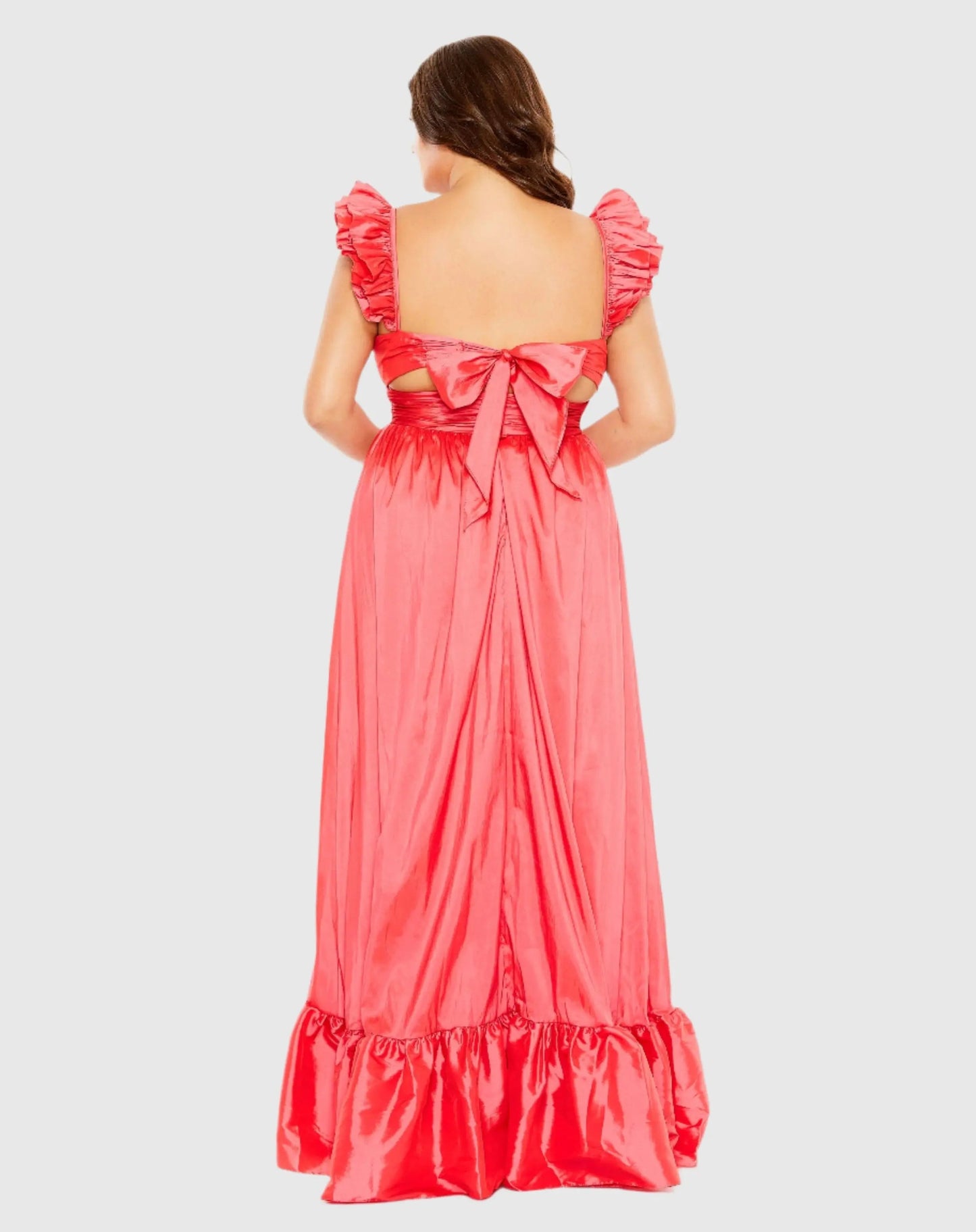 Pink Ruffle Strap High Low Gown (Plus) - FINAL SALE