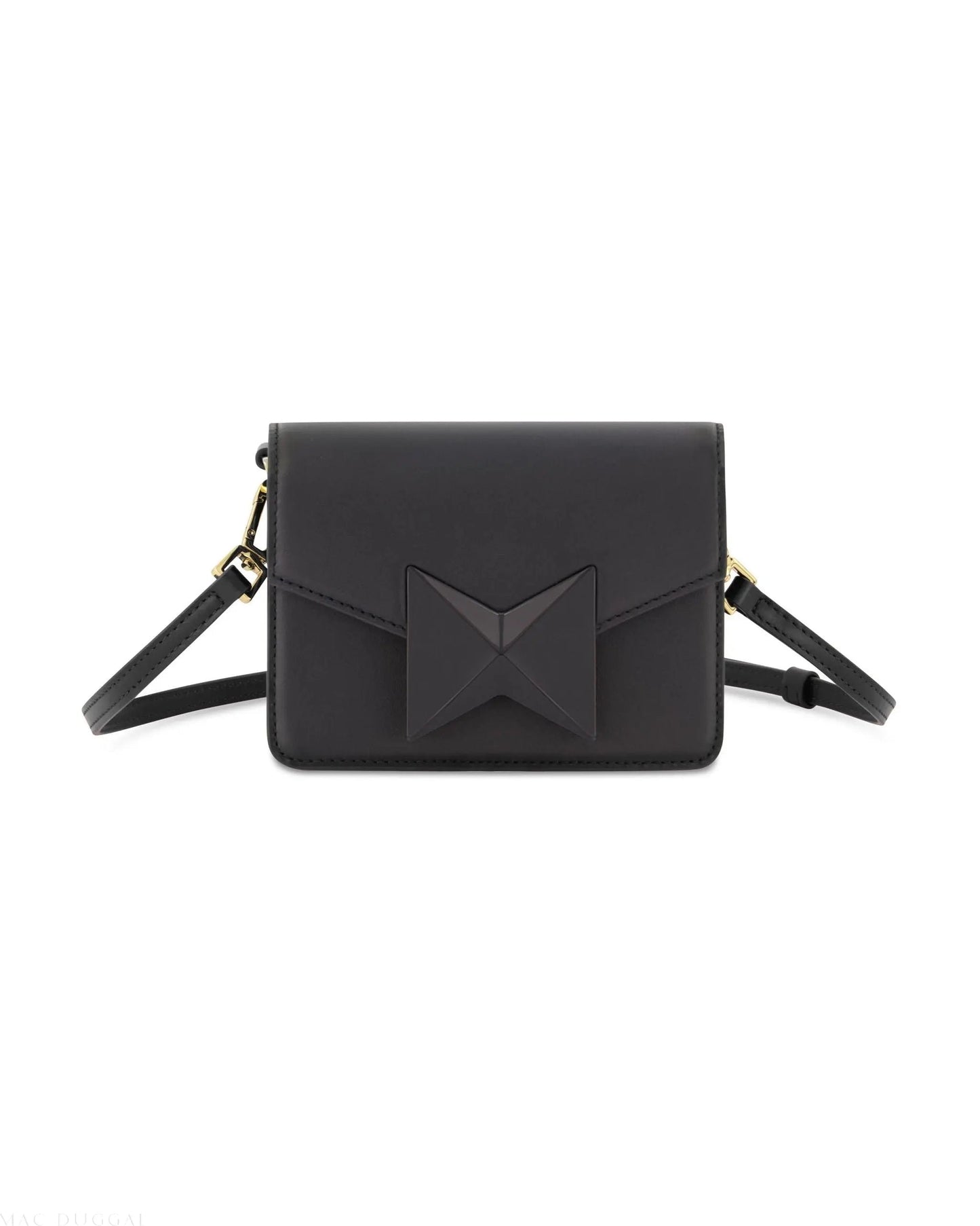Black Mini Leather Tone On Tone Crossbody Bag