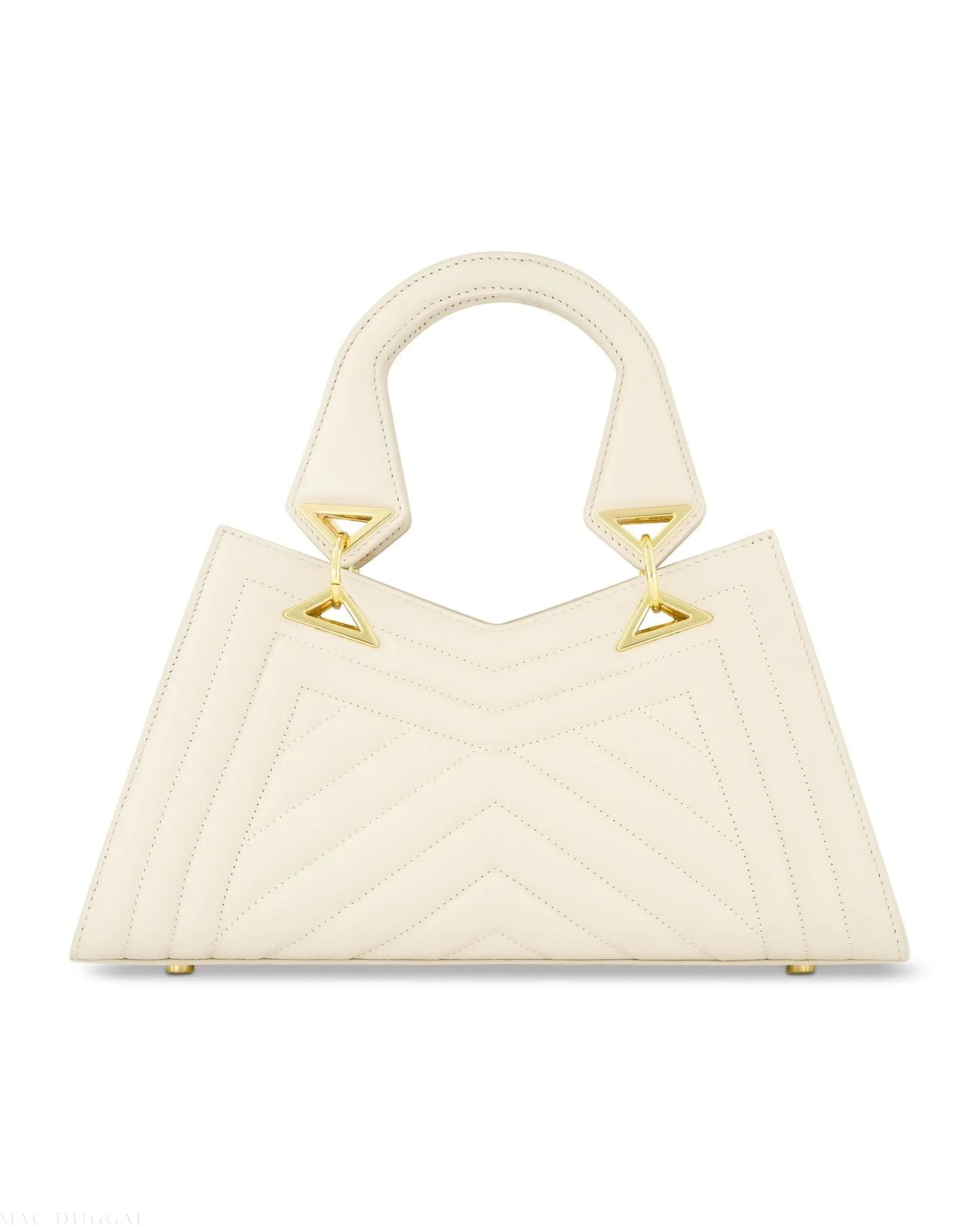 White Quilted Napa Leather Angular Handbag
