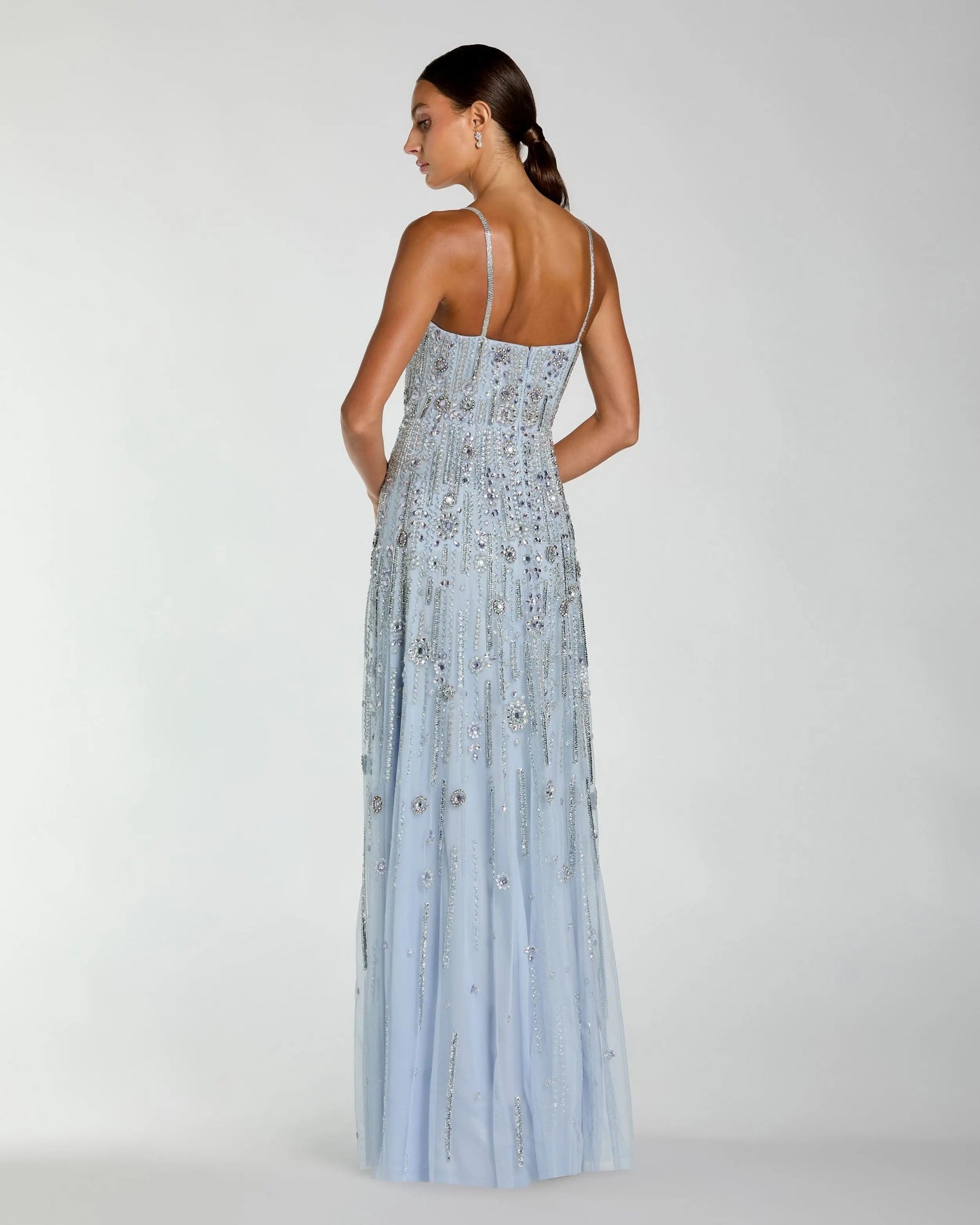 Light Blue Rhinestone Sweetheart A-Line Gown