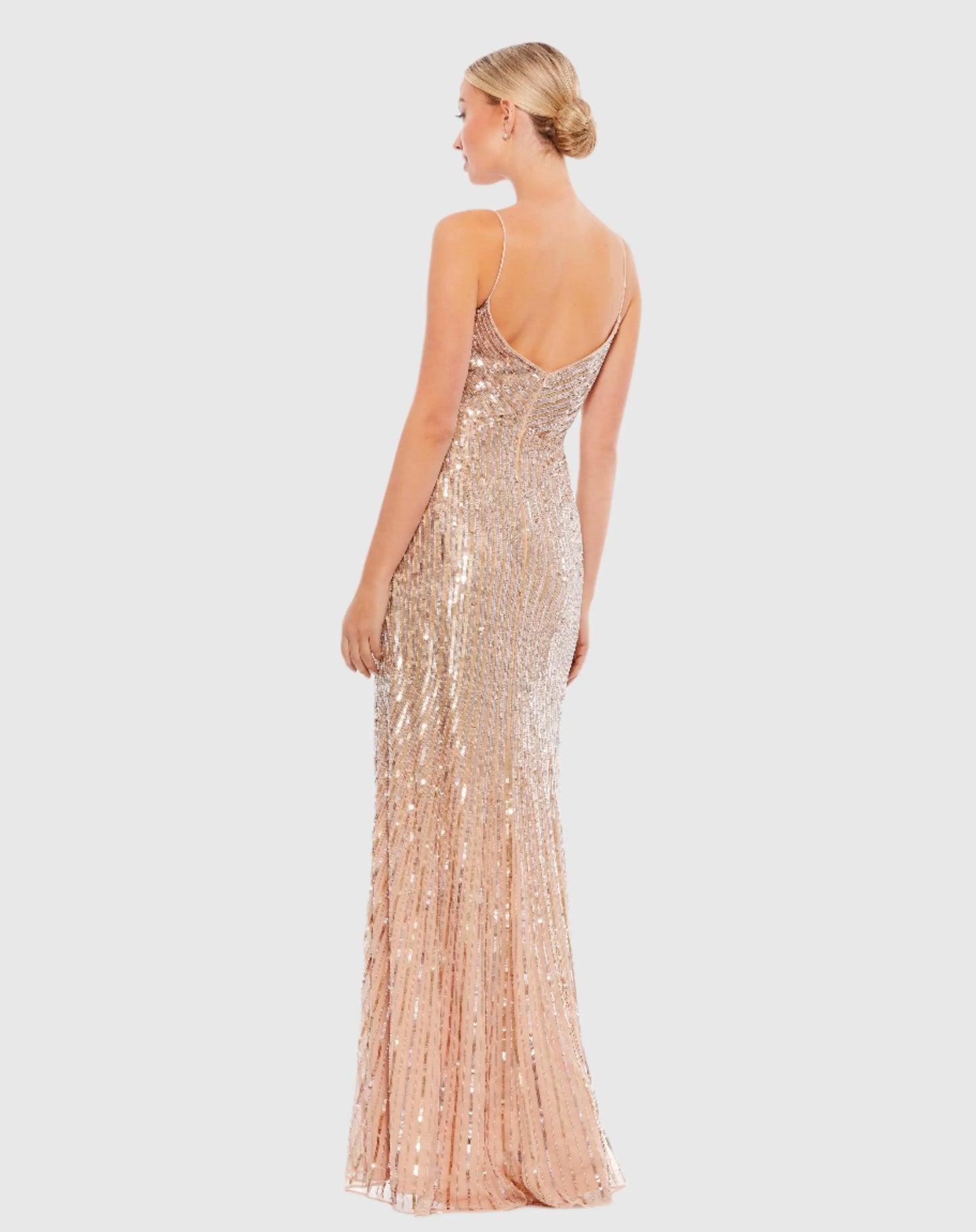 Gold Sequin Spaghetti Strap Gown - FINAL SALE