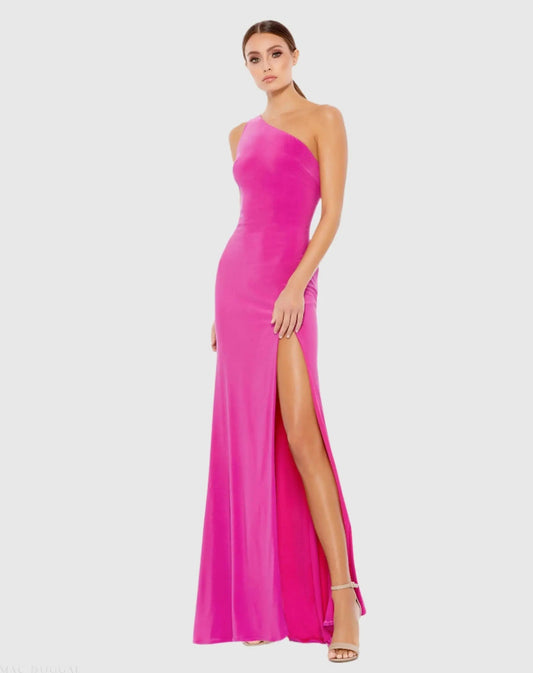 Pink Jersey One Shoulder Draped Back Gown - FINAL SALE