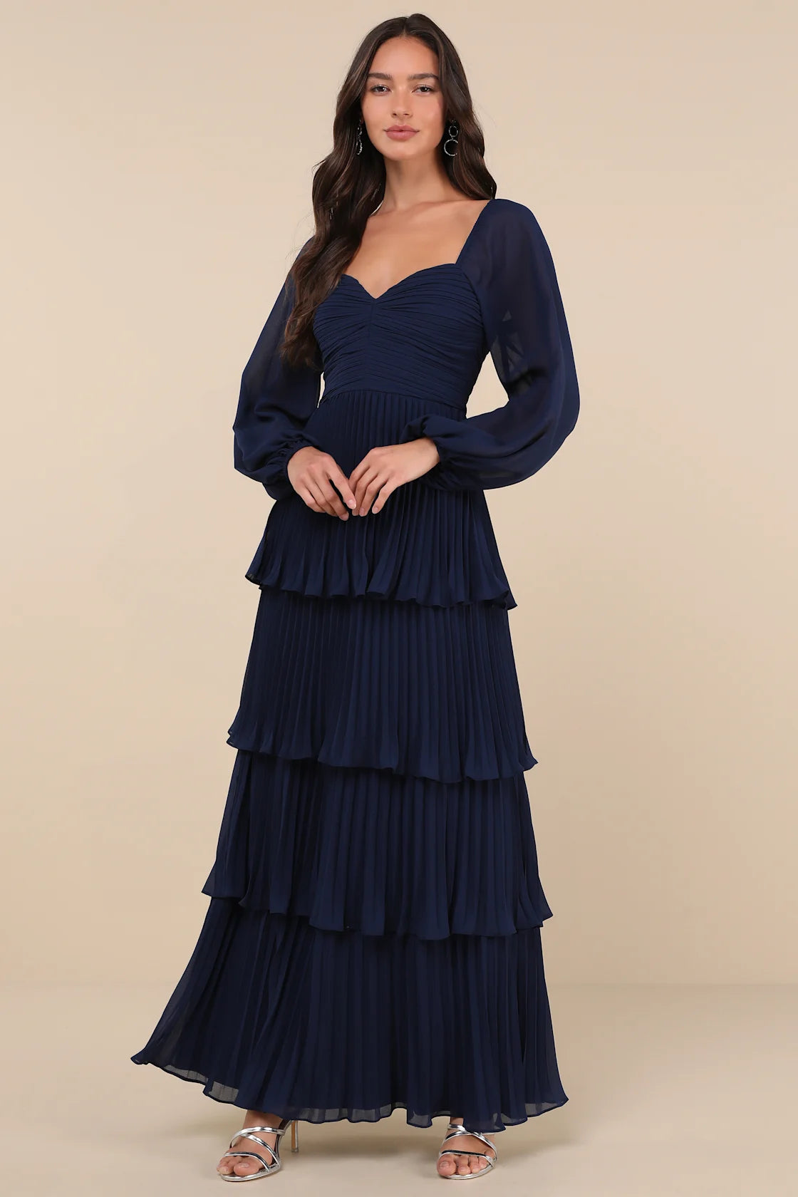 Impactful Elegance Purple Tiered Balloon Sleeve Maxi Dress