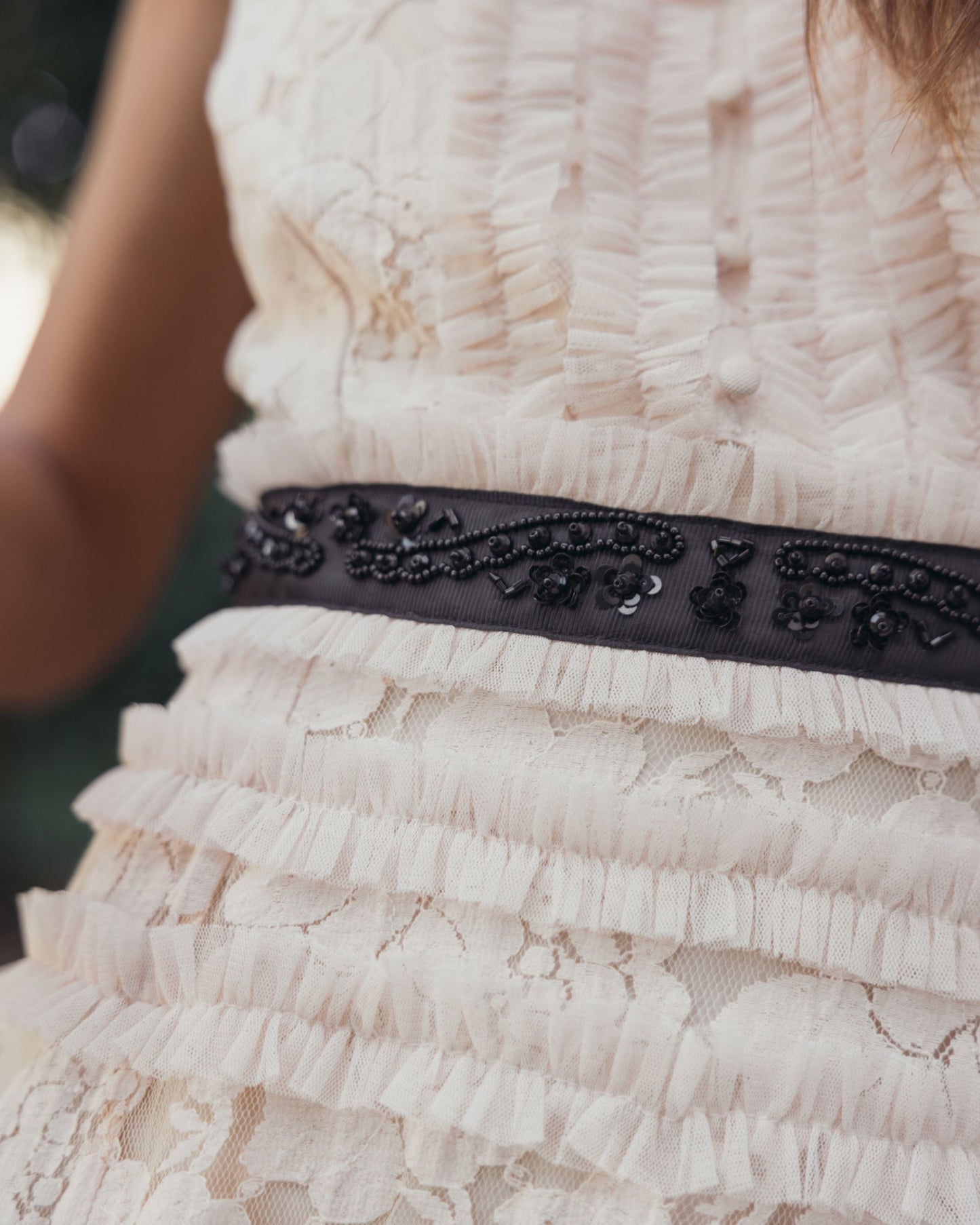 Pink Lace Tiered Midi Dress with Bow Straps