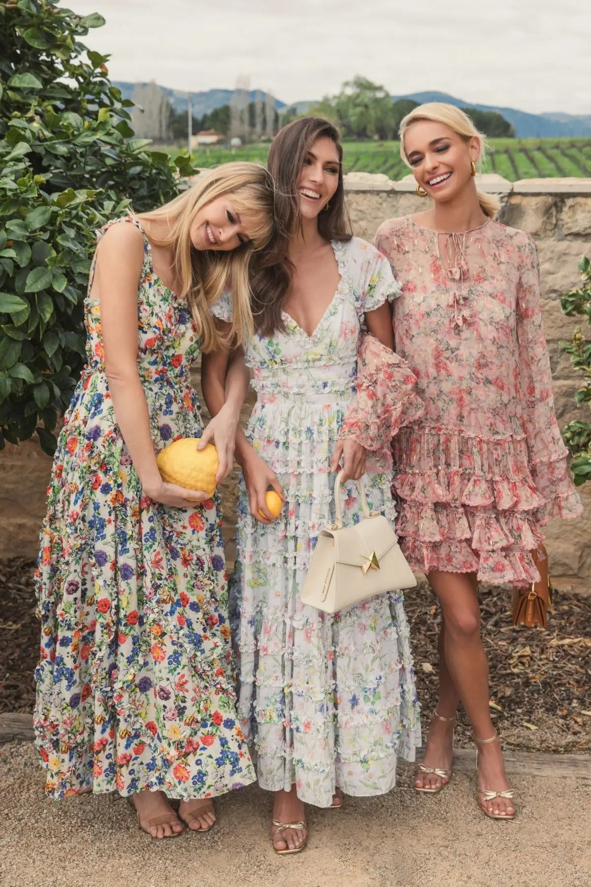 Multicolor Ruffle Scoop Neck Floral A-Line Dress