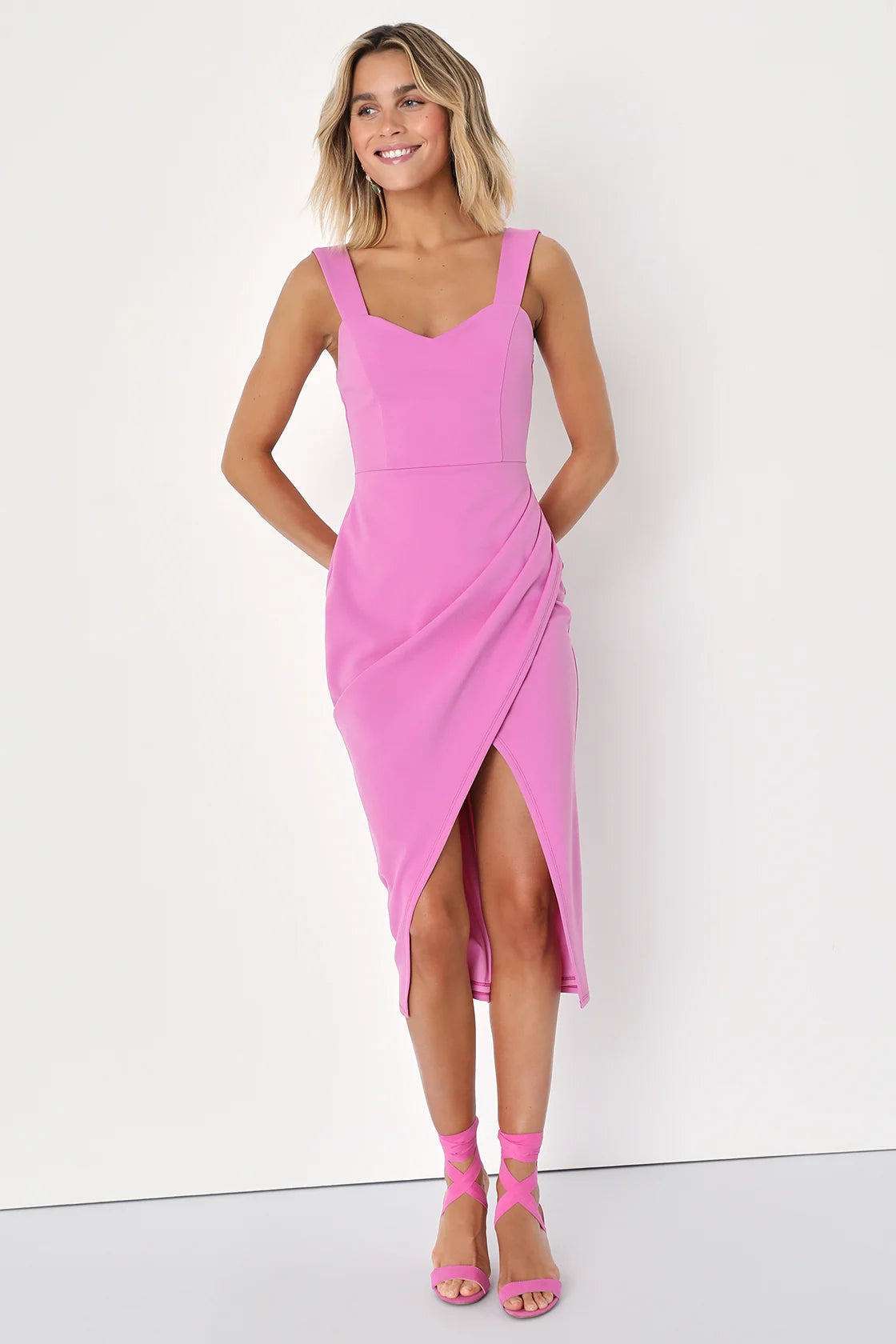 Always Beautiful Hunter Green Sleeveless Tulip Midi Dress