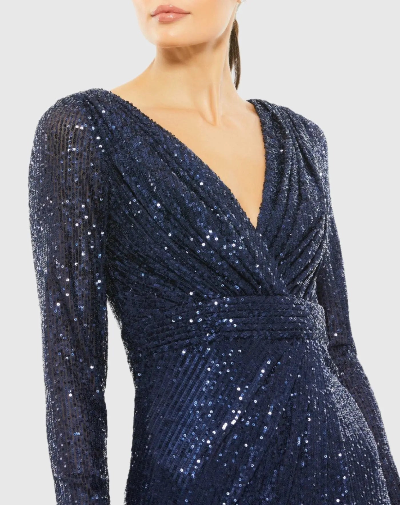 Navy Long Sleeve Midi Sequin Dress