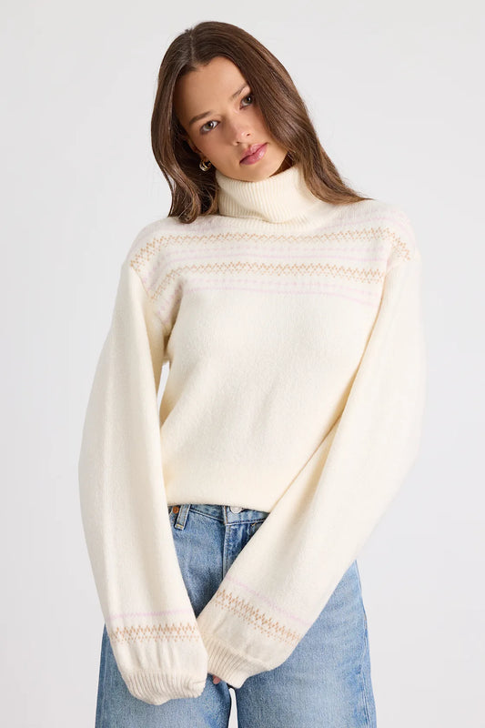Novak Cream Fair Isle Turtleneck Sweater