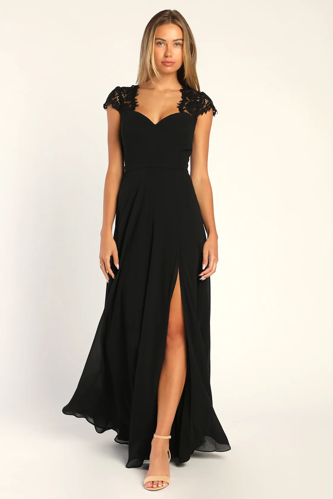 Momentous Moments Black Lace Backless Maxi Dress