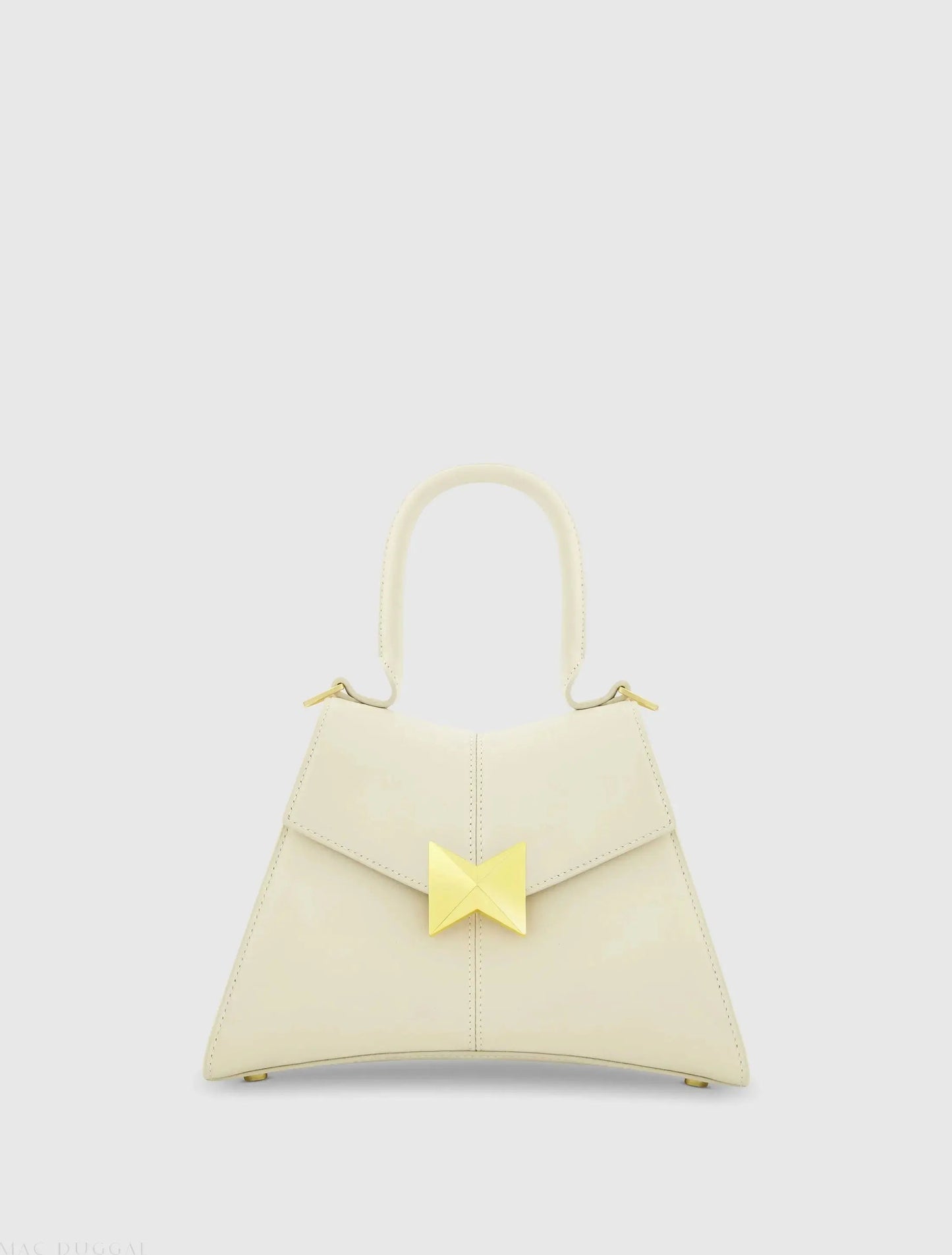 Angular Small Leather Handbag With Gold Hardware