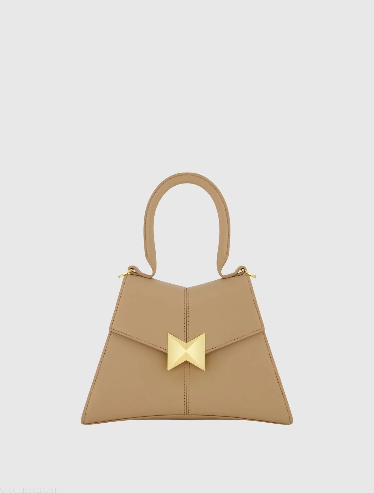 Angular Small Leather Handbag With Gold Hardware