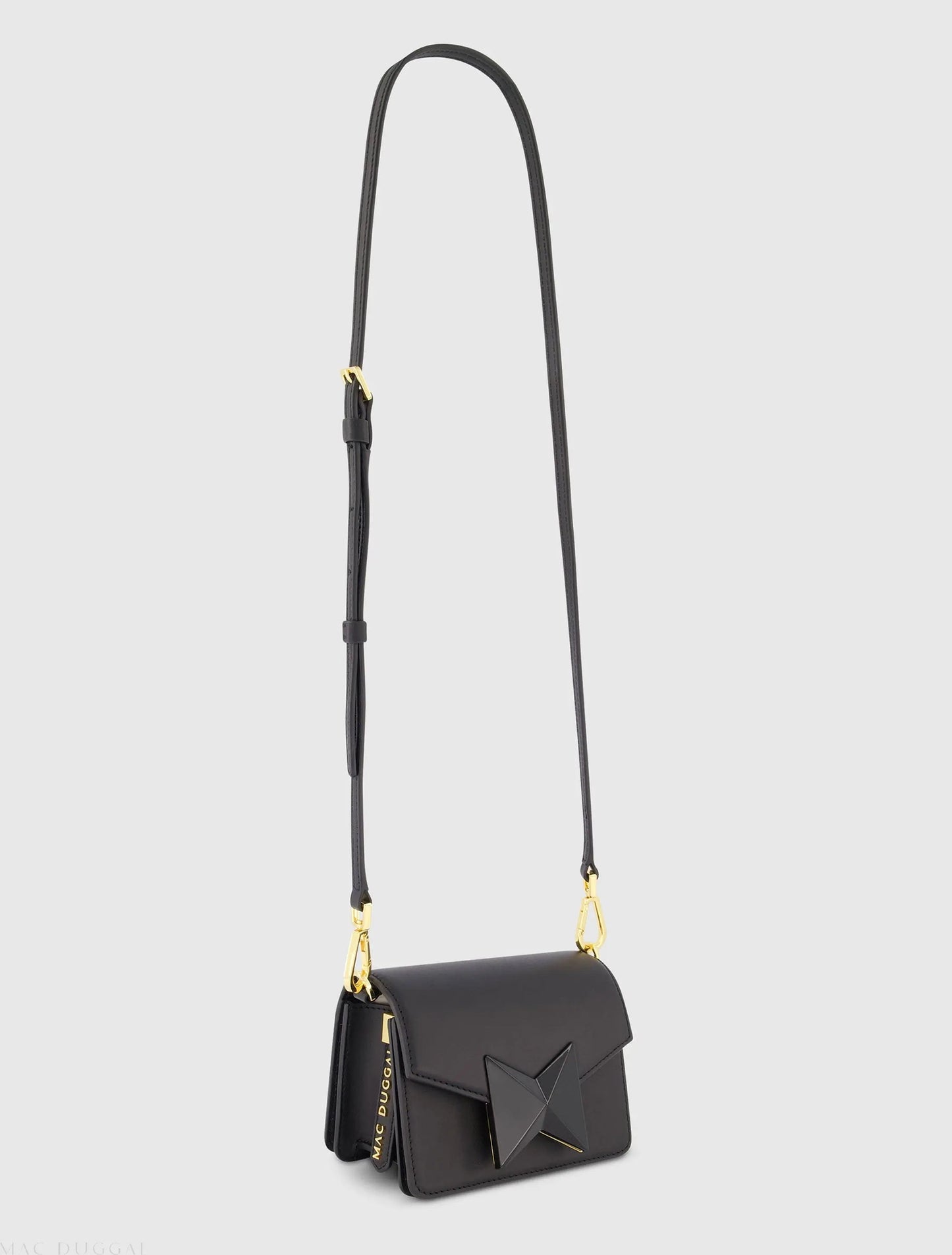Black Mini Leather Tone On Tone Crossbody Bag