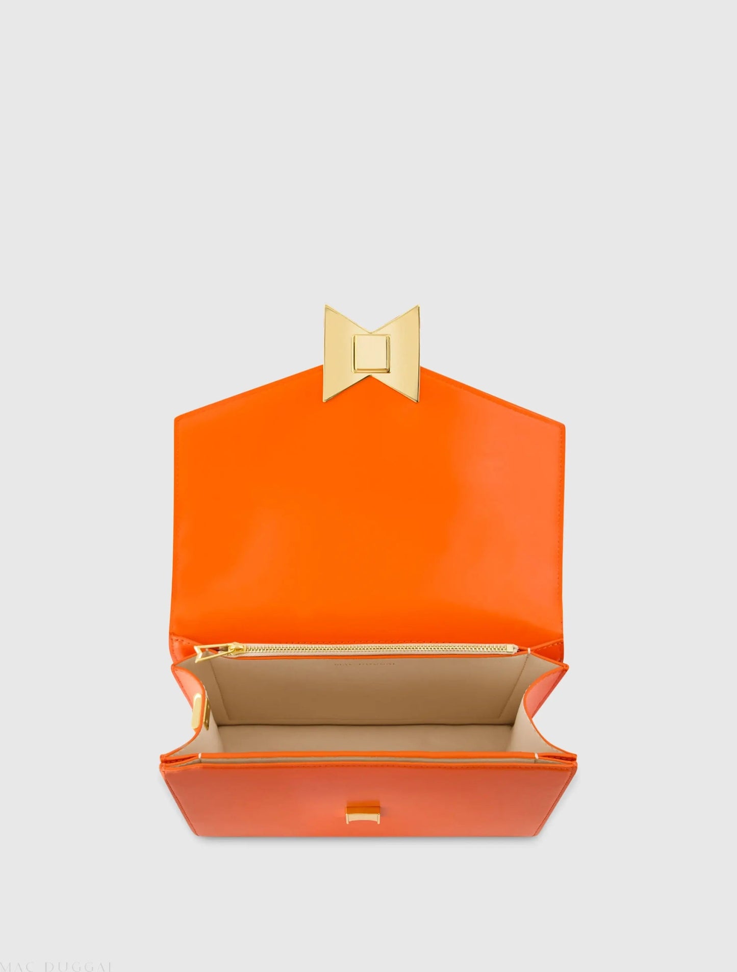 Orange Classic Leather Medium Shoulder Bag with Detachable Strap