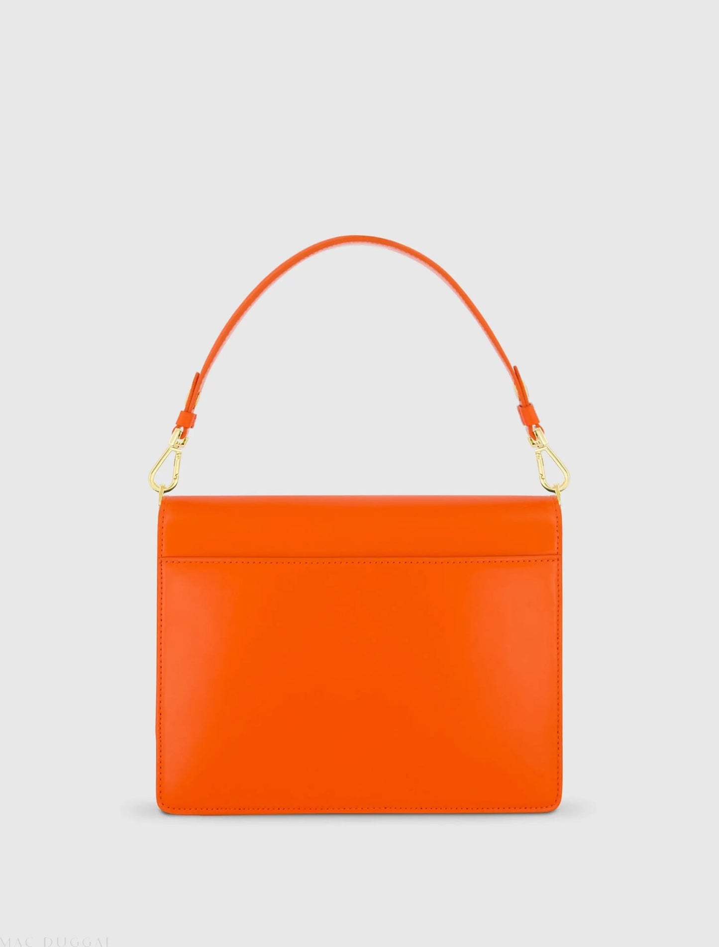 Orange Classic Leather Medium Shoulder Bag with Detachable Strap