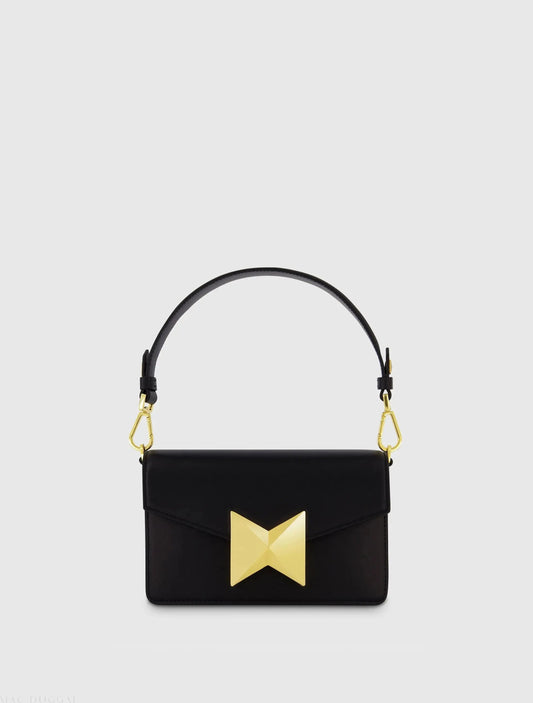 Mini Leather Shoulder Handbag With Gold Hardware