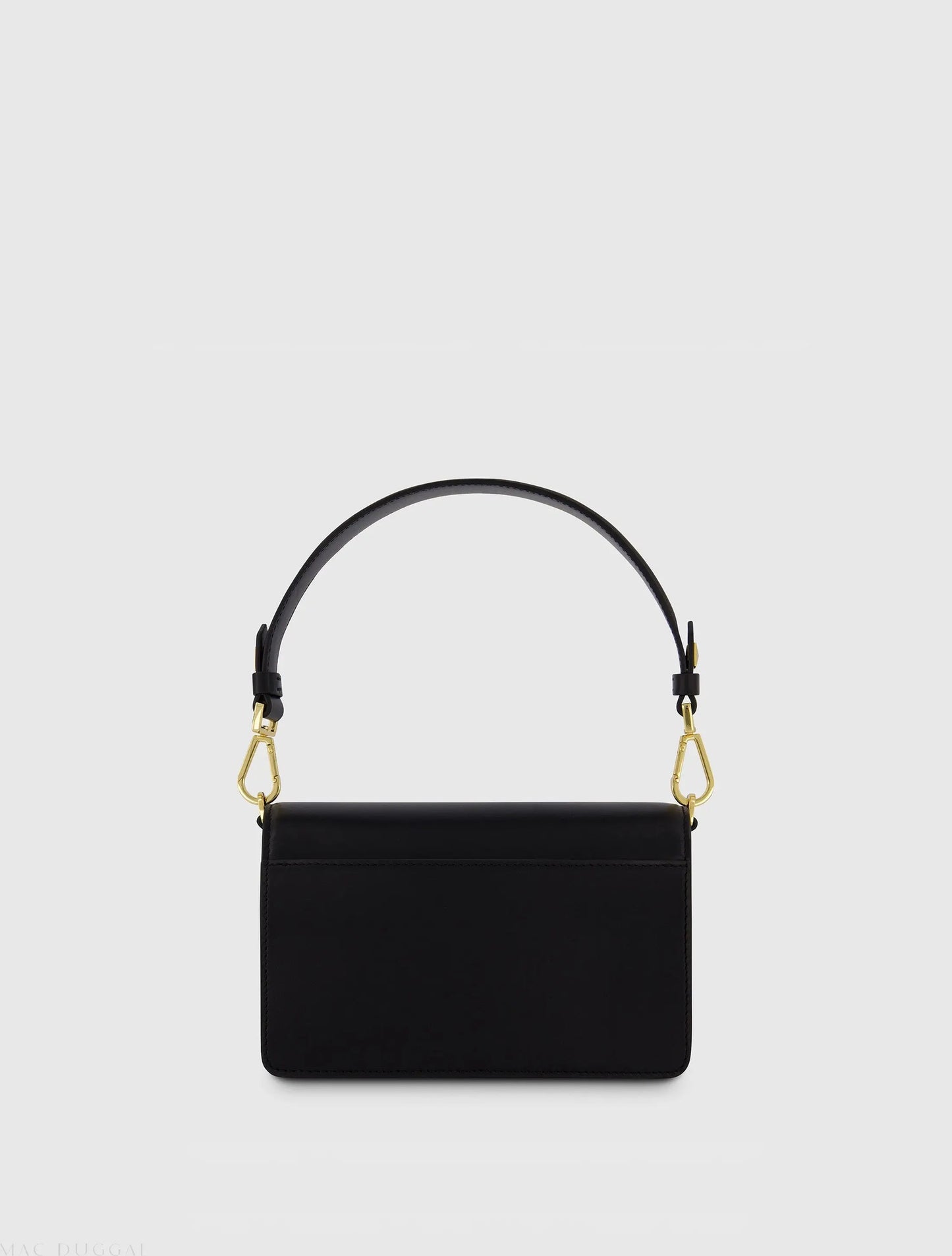 Black Mini Leather Shoulder Handbag With Gold Hardware