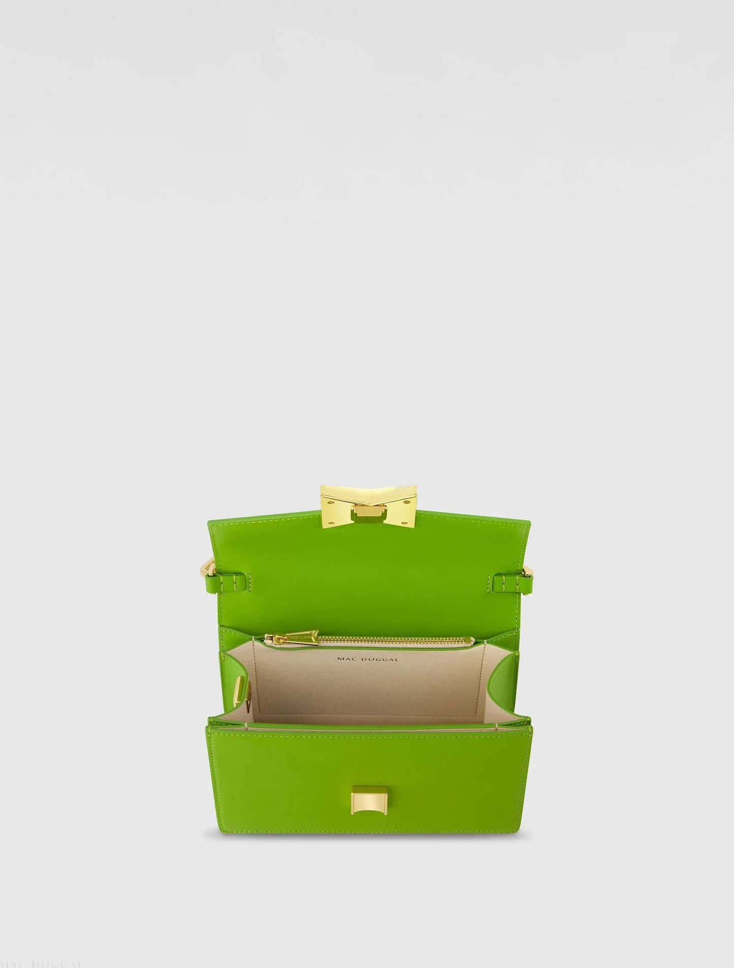 Green Mini Leather Shoulder Bag With Gold Hardware