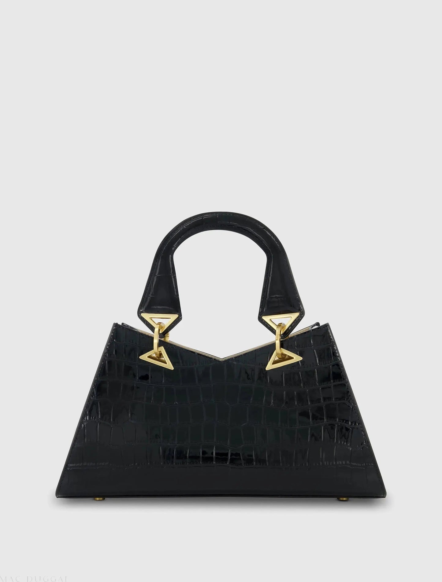 Crocodile Leather Handbag With Gold Hardware