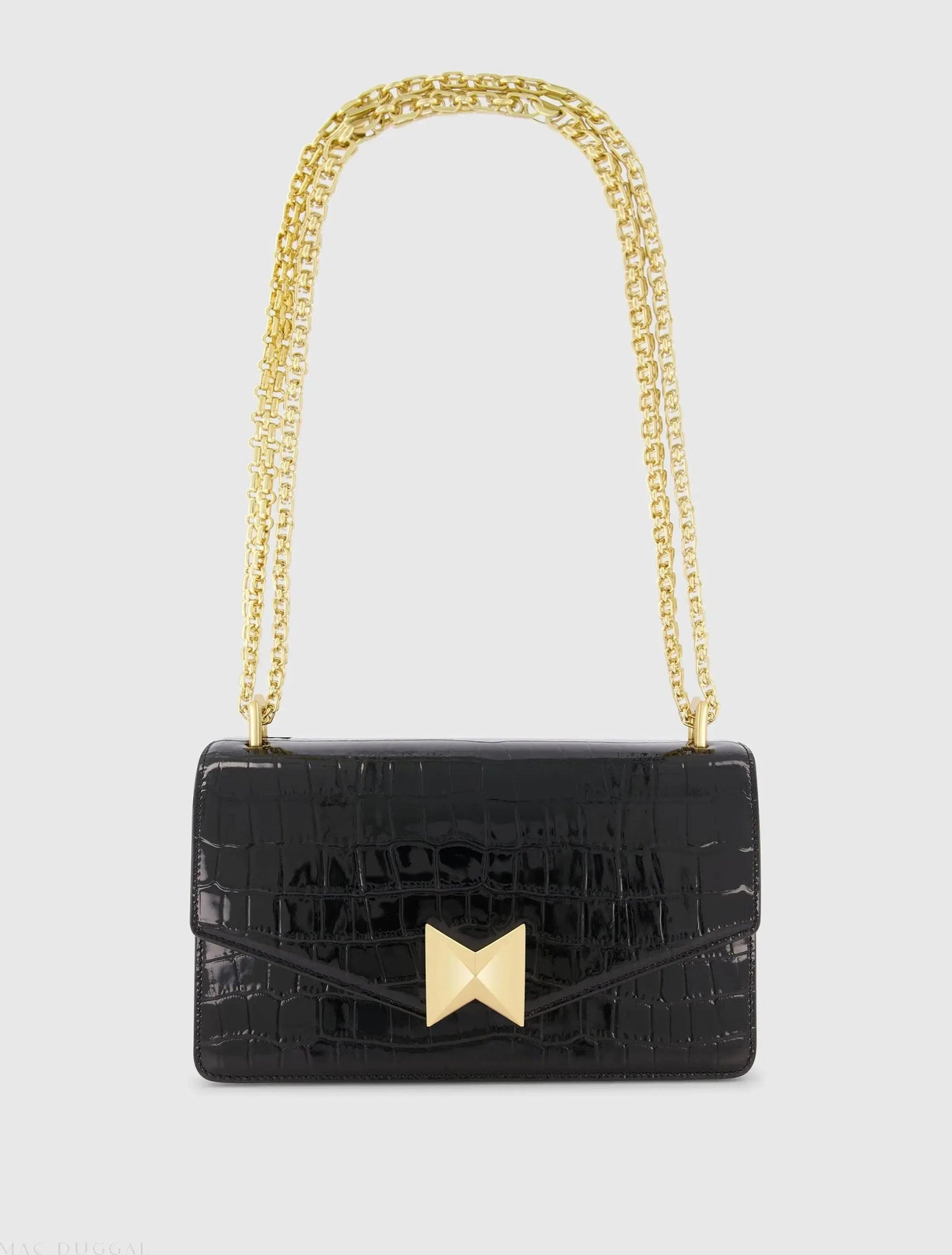 Crocodile Leather Shoulder Bag With Gold Hardware