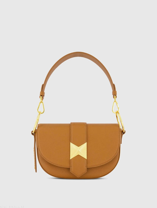 Grain Leather Saddle Bag With Gold Hardware - FINAL SALE