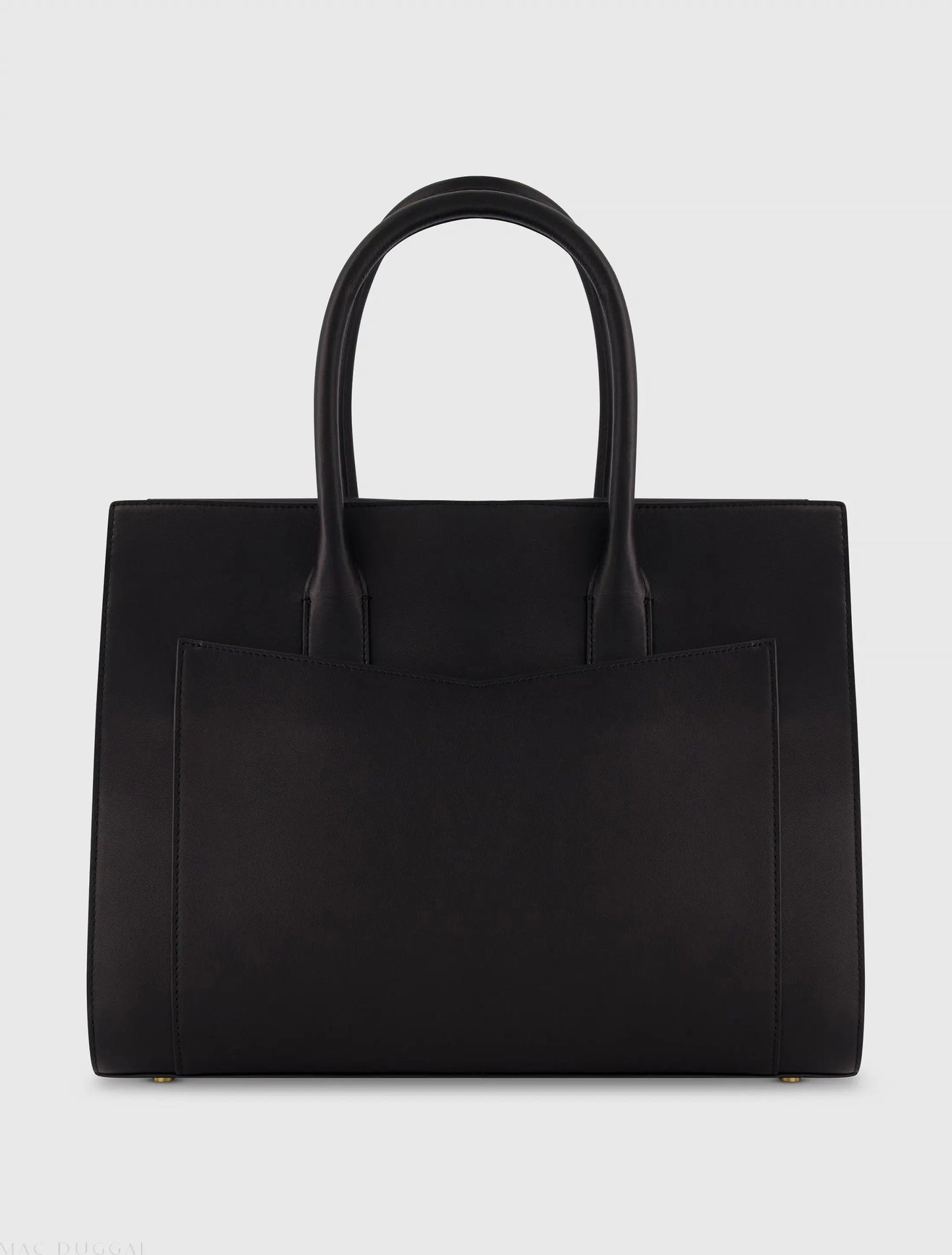 Black Large Leather Briefcase Bag With Gold Hardware