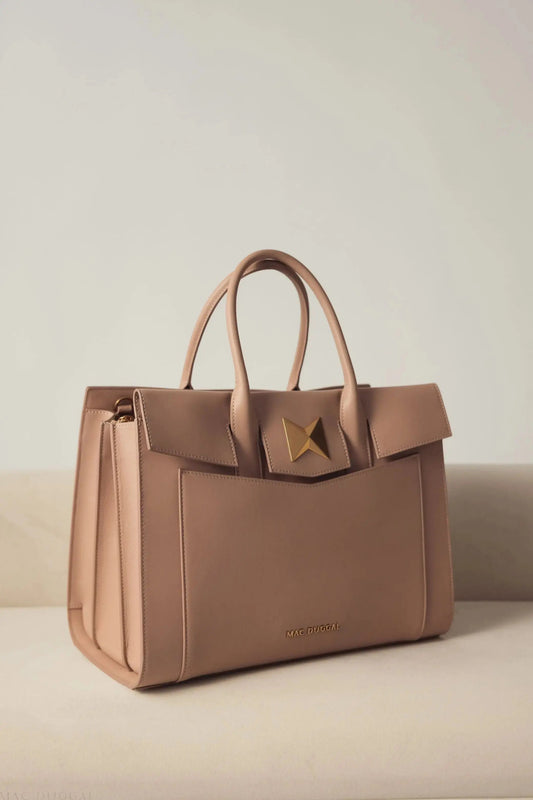 Large Leather Briefcase Bag With Gold Hardware