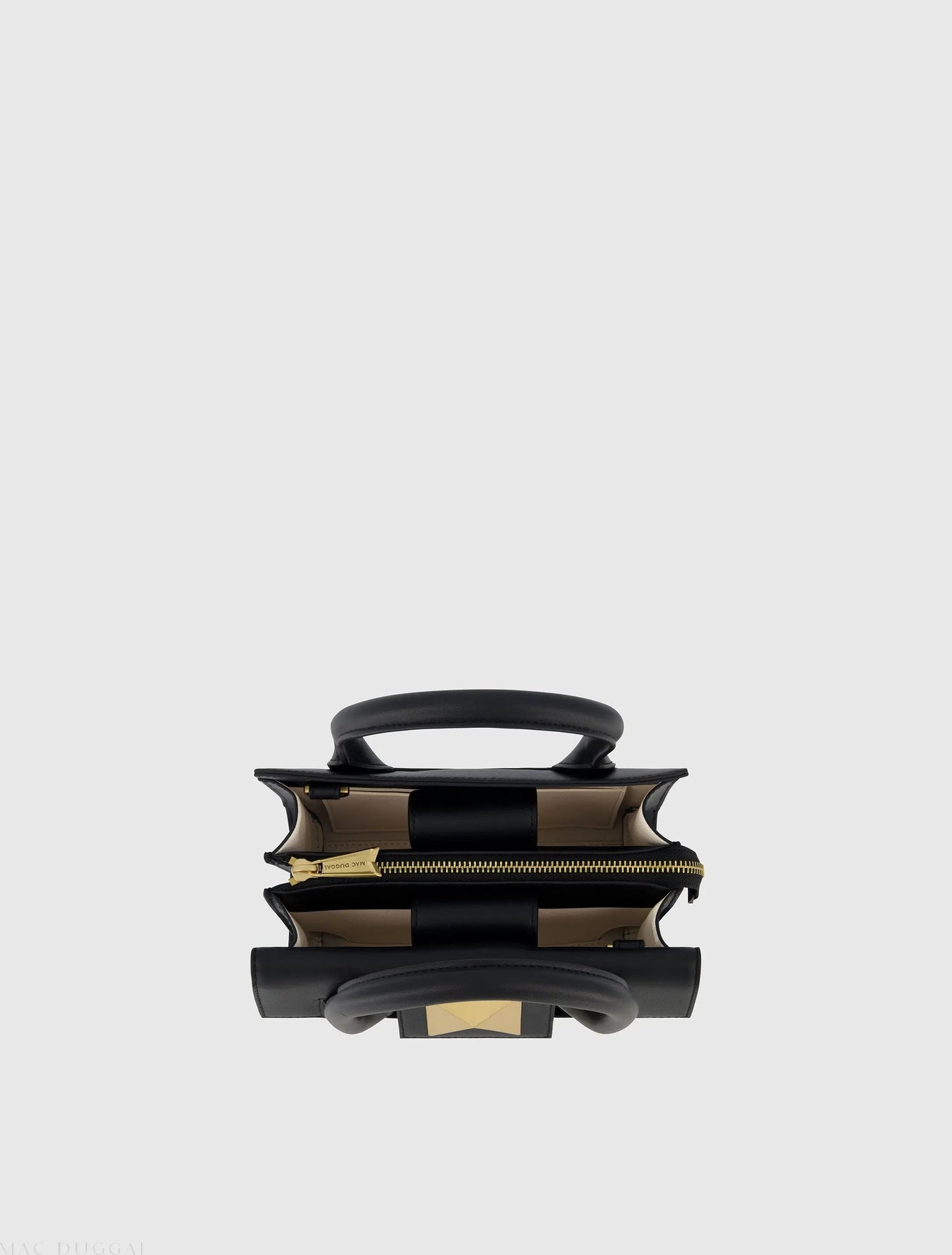 Black Small Leather Tote Bag With Gold Hardware