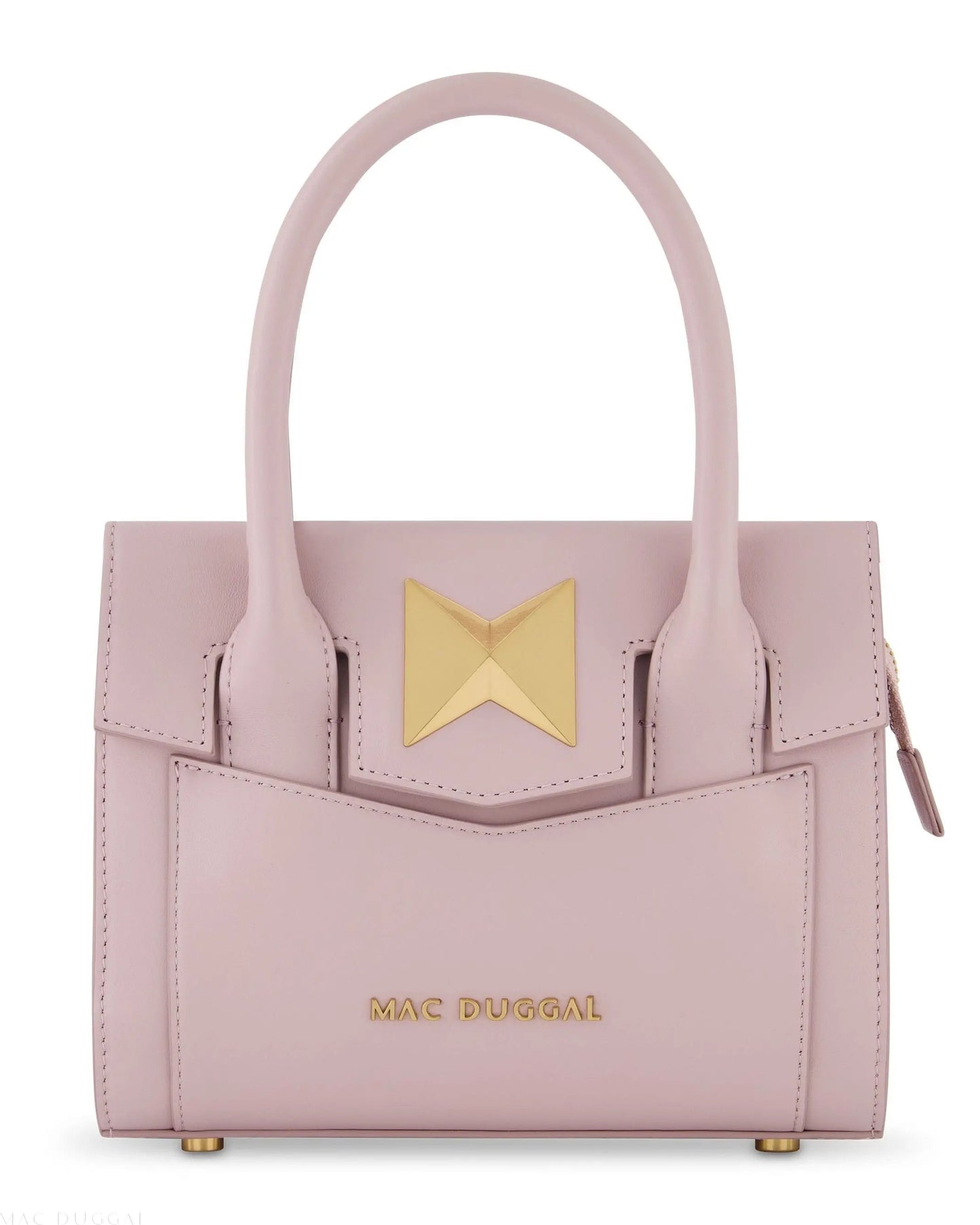 Purple Small Leather Tote Bag With Gold Hardware