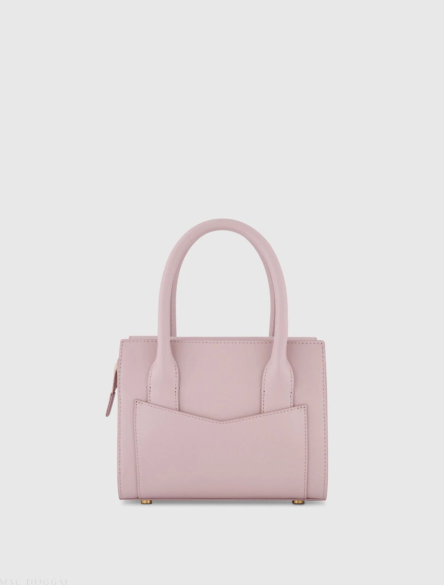 Purple Small Leather Tote Bag With Gold Hardware