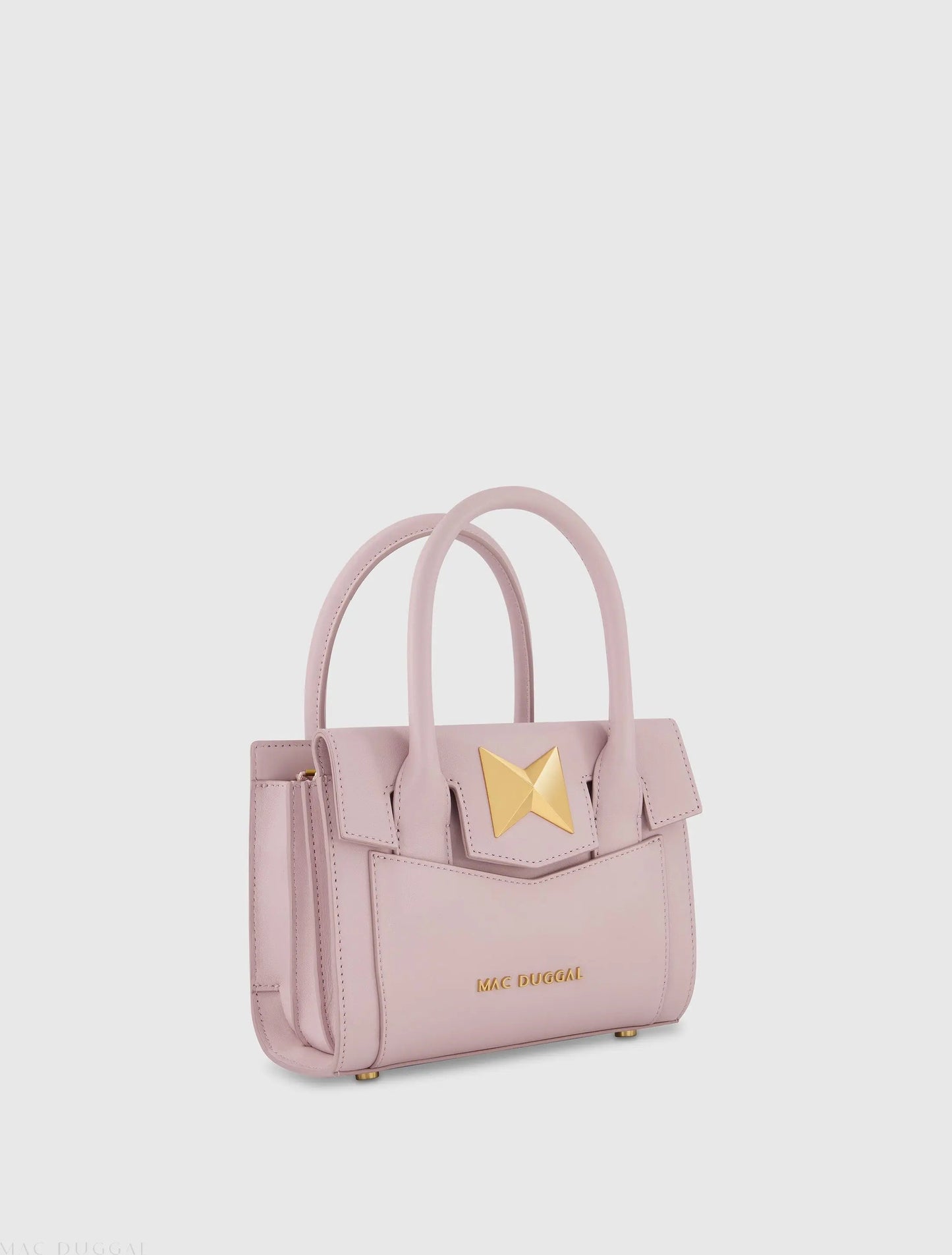 Purple Small Leather Tote Bag With Gold Hardware