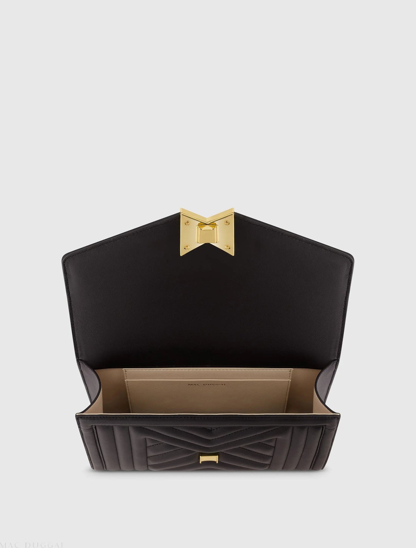 Black Quilted Napa Leather Handbag With Gold Hardware