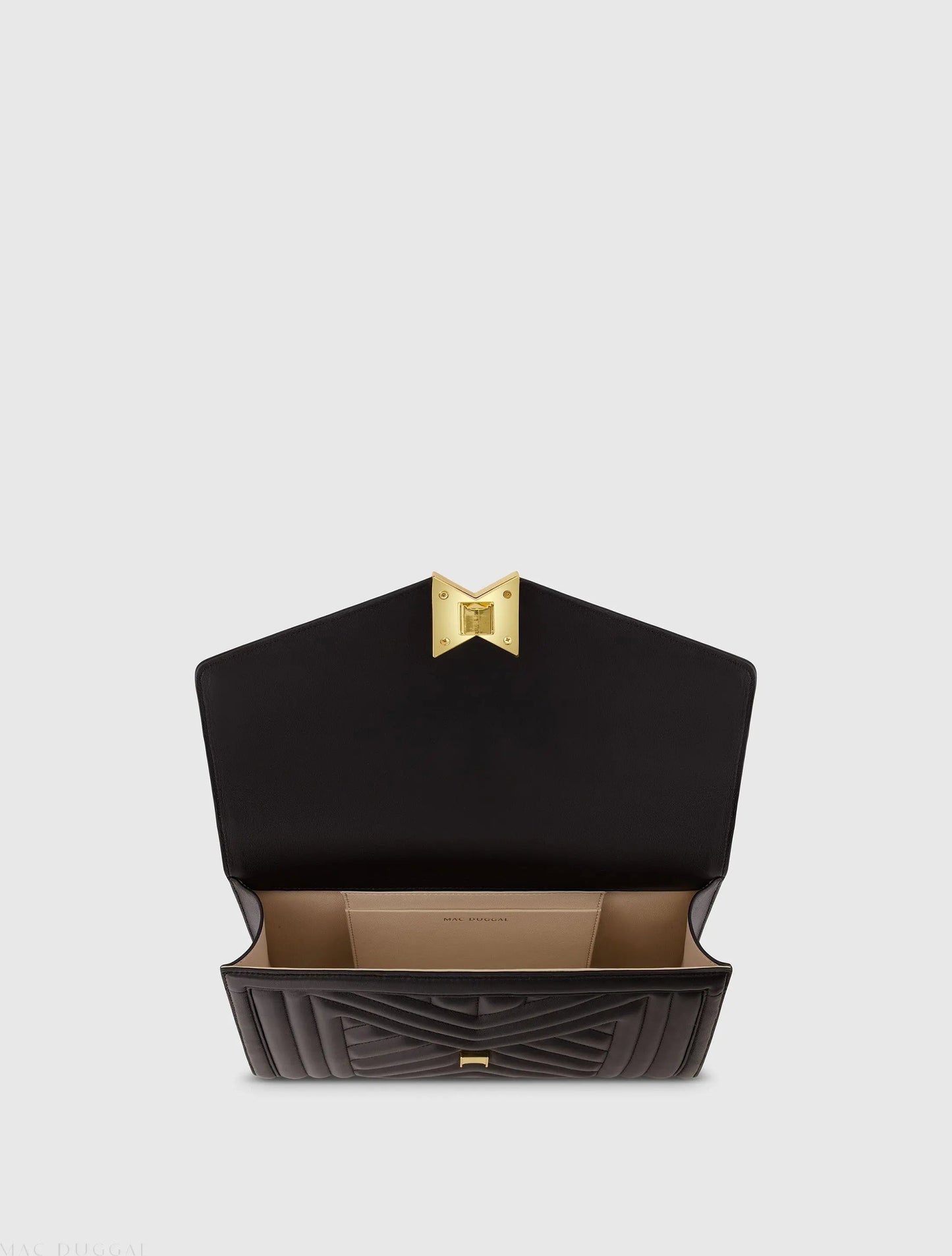 Black Quilted Napa Leather Handbag With Gold Chain