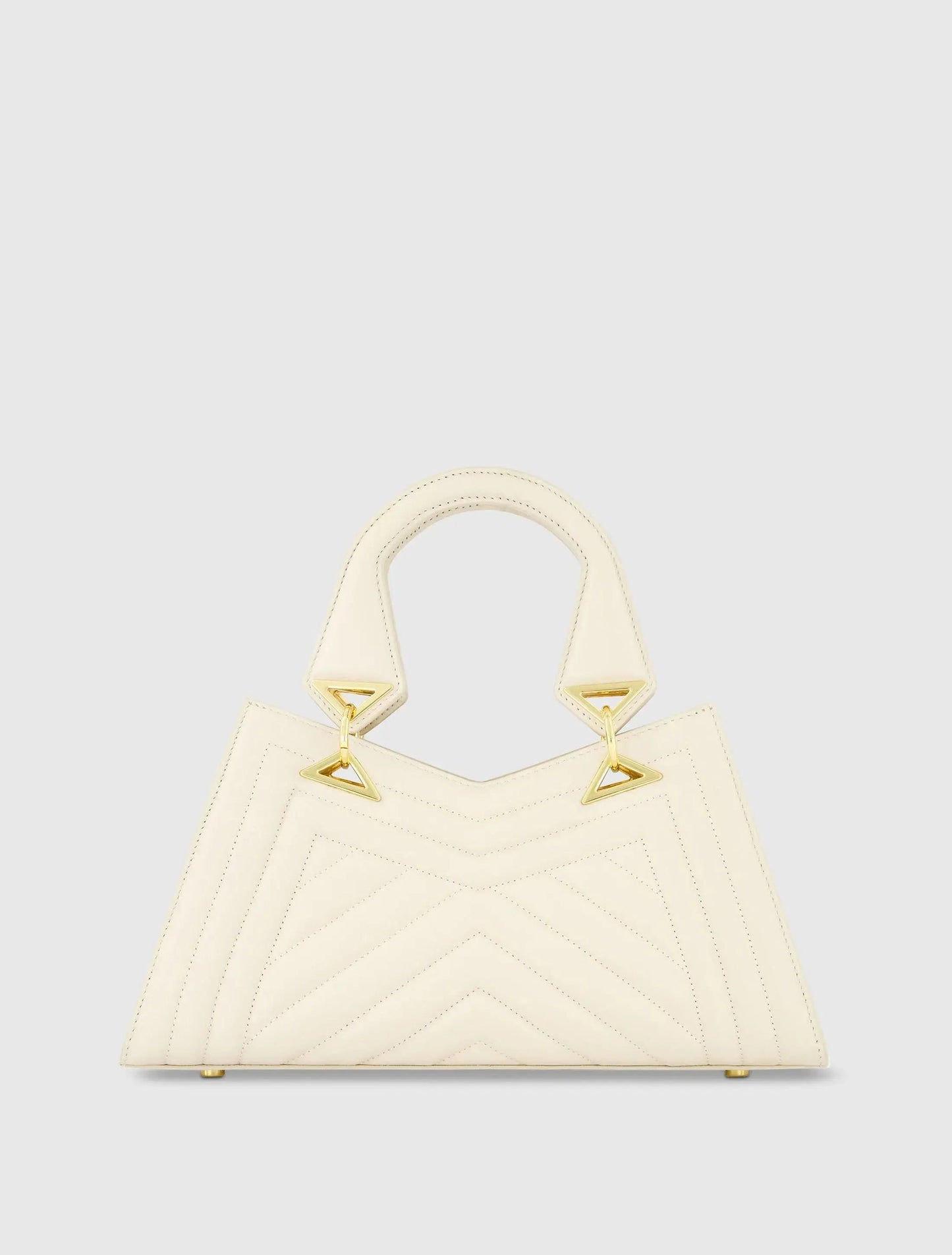 White Quilted Napa Leather Angular Handbag