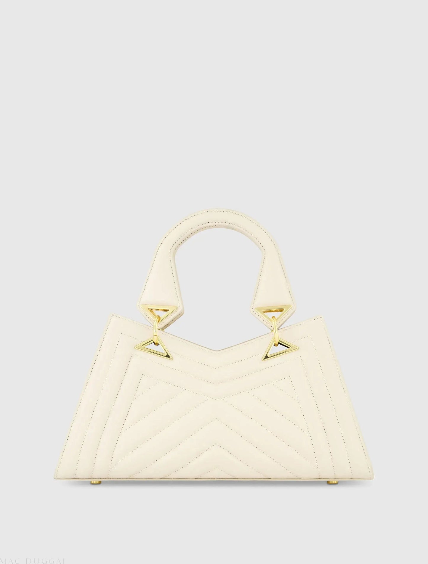 White Quilted Napa Leather Angular Handbag