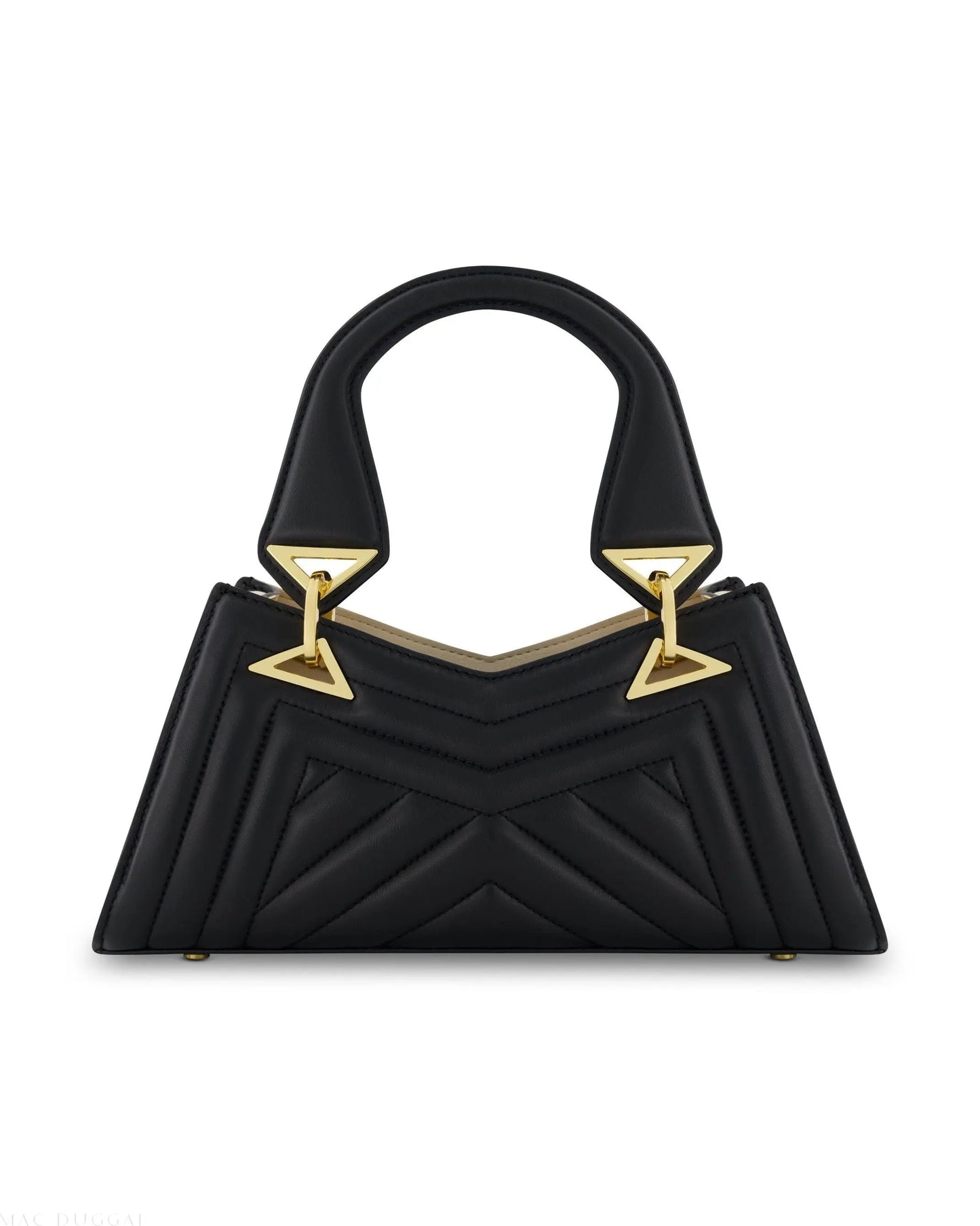 Black Angular Quilted Napa Leather Handbag