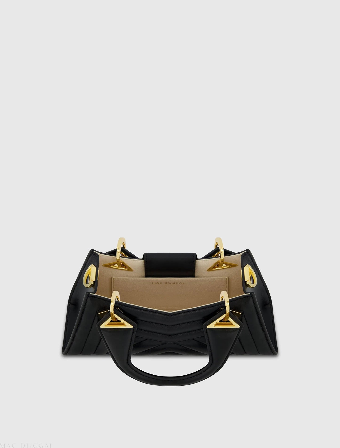 Black Angular Quilted Napa Leather Handbag