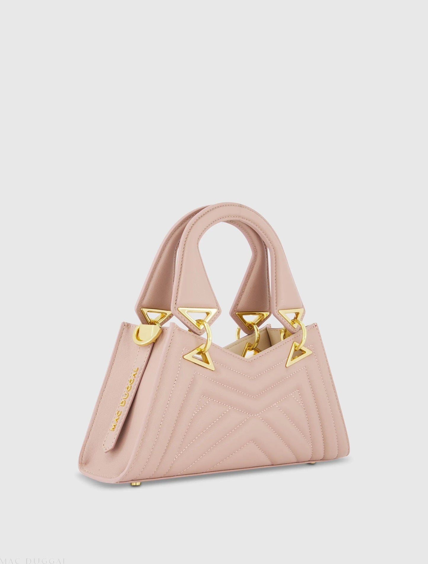 Pink Angular Quilted Napa Leather Handbag