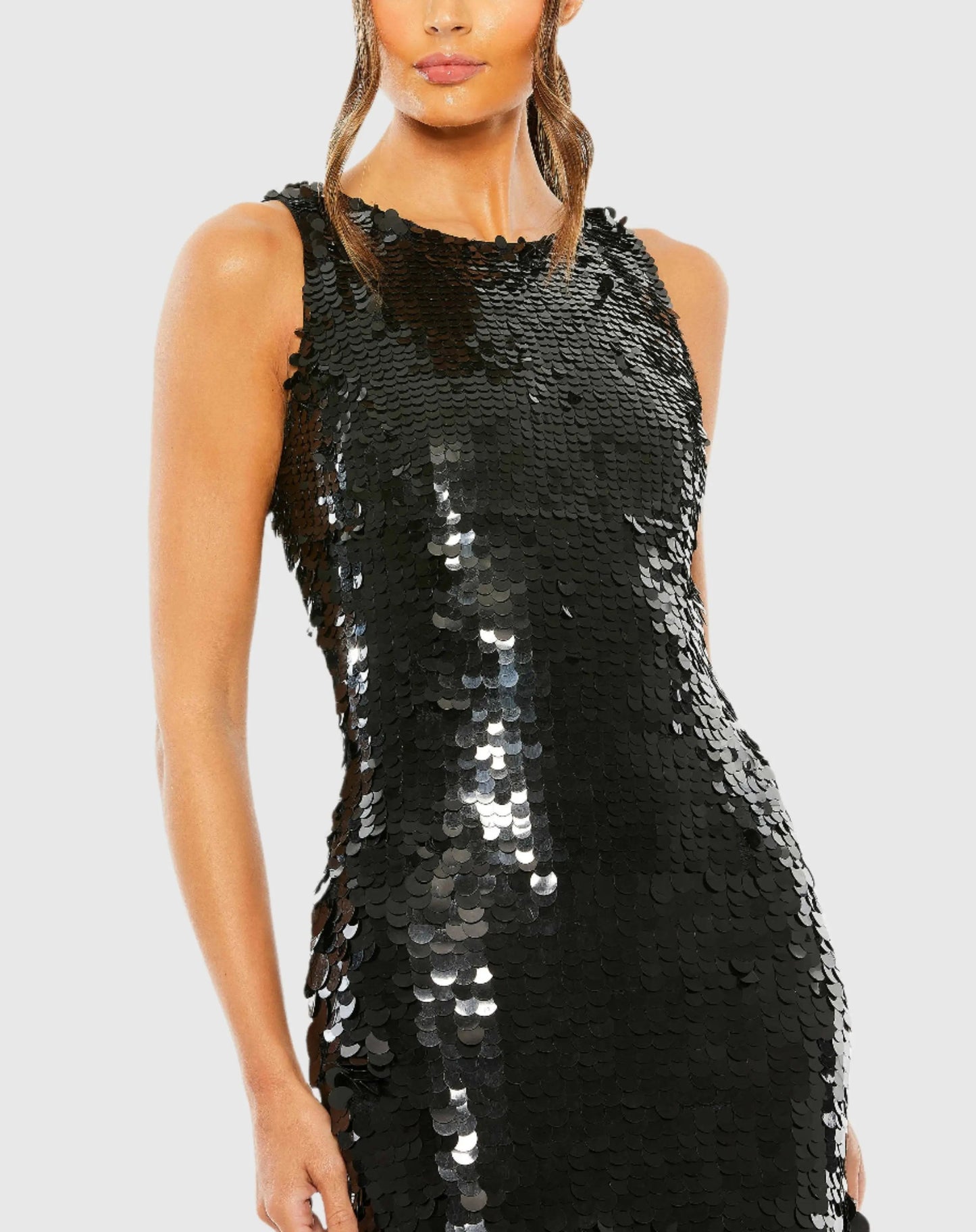 Sleeveless Disc Sequin Gown